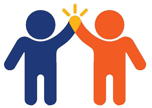 Two cartoon characters giving high-fives
